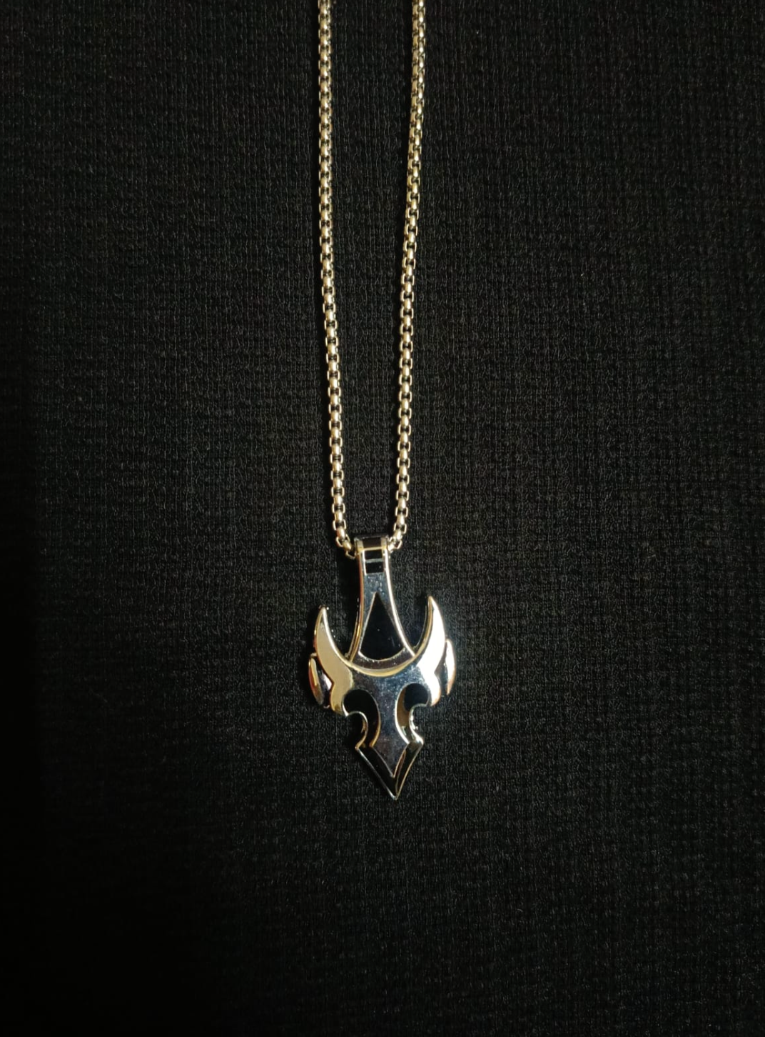 Gothic Tribal Trident Pendant Necklace – Stainless Steel