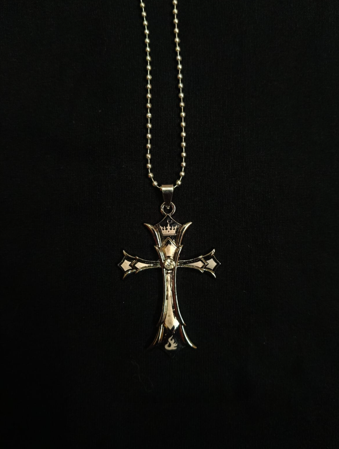 Crowned Gothic Cross Necklace – Stainless Steel