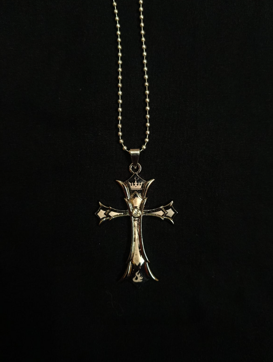 Crowned Gothic Cross Necklace – Stainless Steel