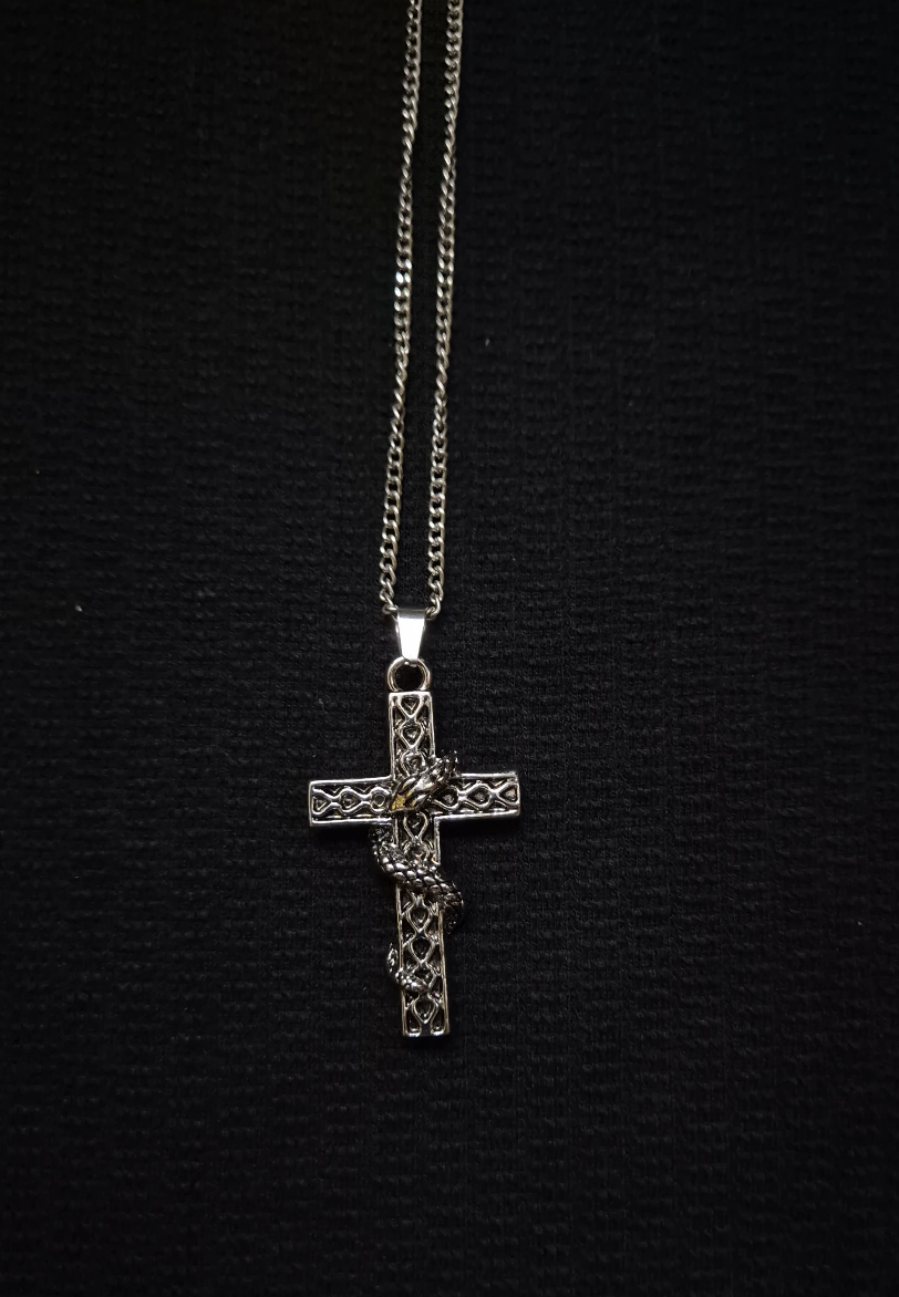 Serpent’s Path Celtic Cross Necklace – Stainless Steel