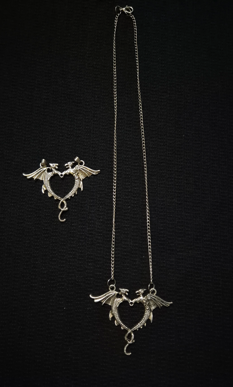 Twin Dragon Heart: Gothic Mythical Guardian Pendant (1 Chain + 2 Lockets)