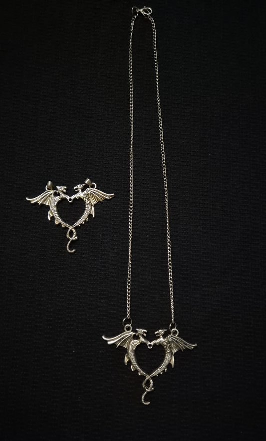 Twin Dragon Heart: Gothic Mythical Guardian Pendant (1 Chain + 2 Lockets)